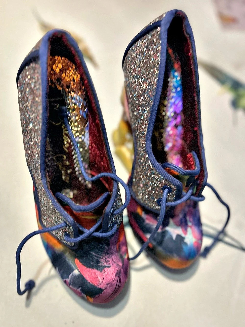 Irregular Choice Fantastic Fawn Floral Glitter Heels - Picture 5 of 7